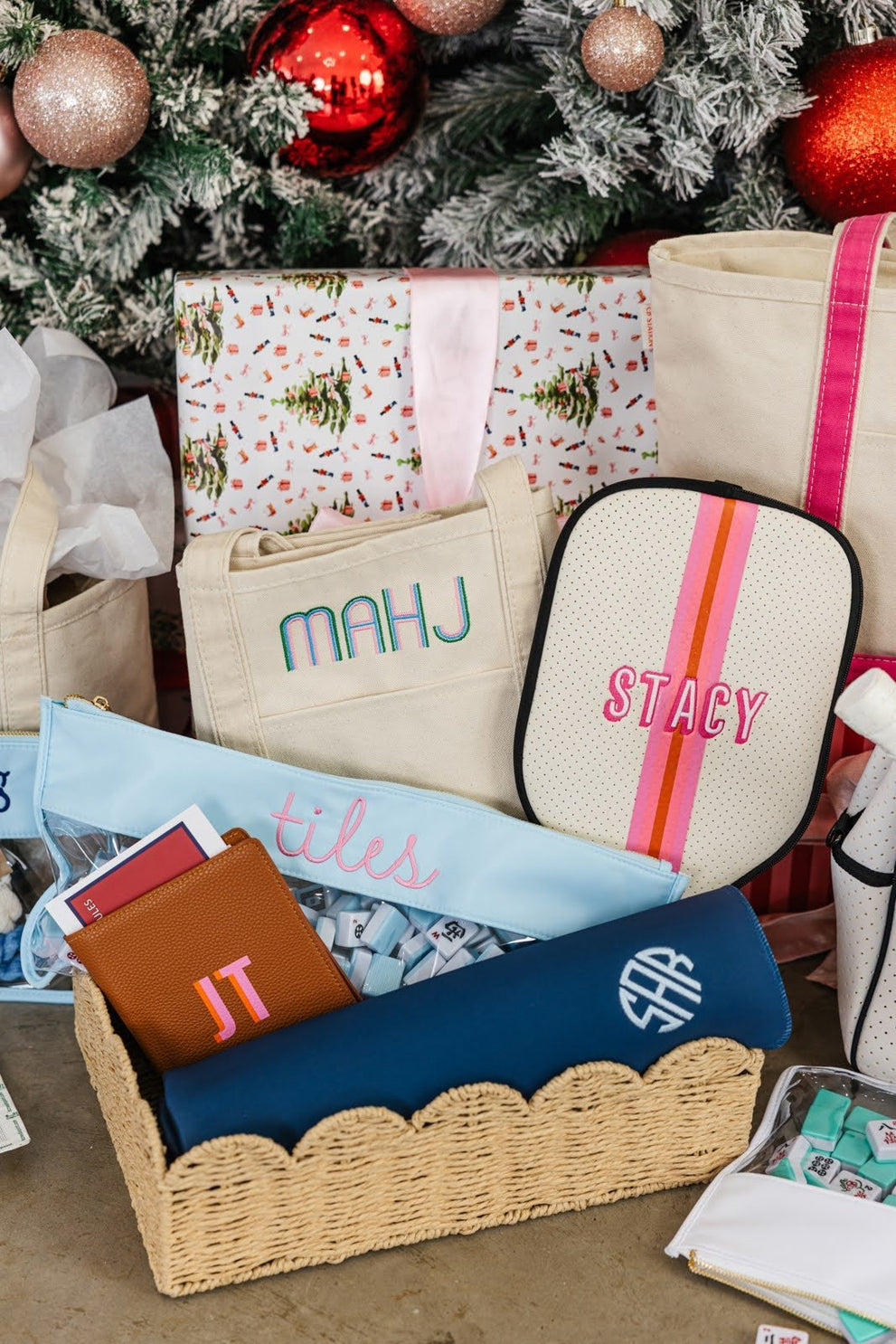 A Pile Of Gifts For Pickleball Players Underneath a Christmas Tree