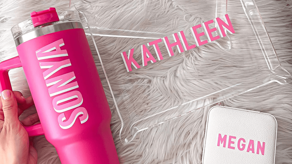 Glamorous Pink and White Tumbler, Acrylic Tray, and Jewelry Case, Practical Housewarming Gift Ideas