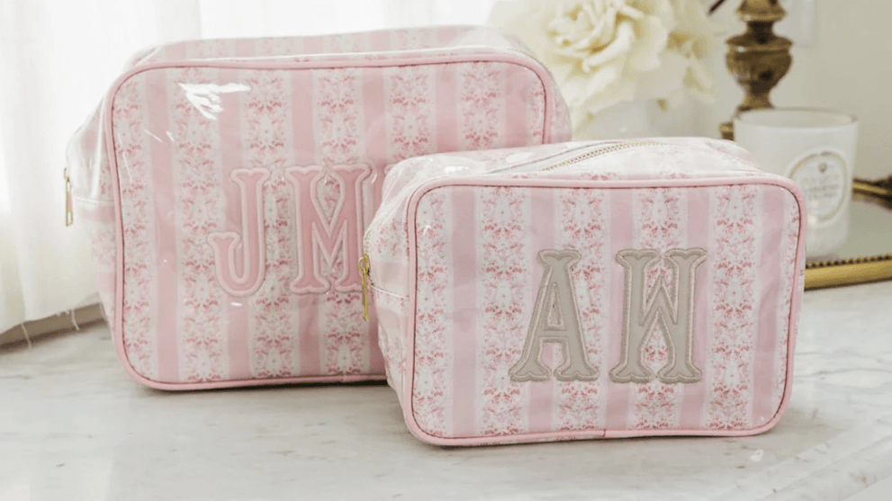 Floral, Pastel Pink Monogrammed Bag by Sprinkled With Pink