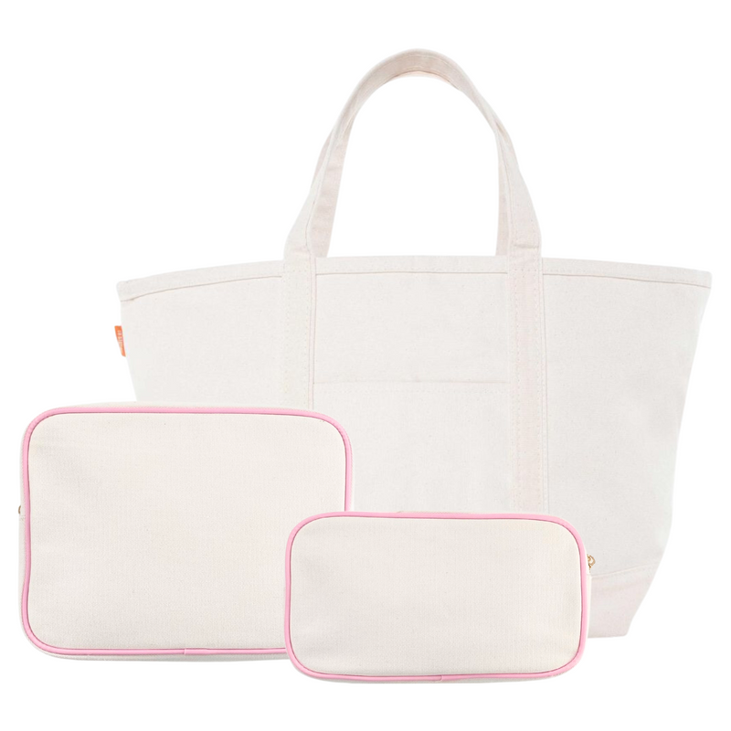 Embroidered Canvas Tote & Pouches with Applique Bundle