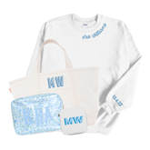 Mother’s Day Gift Bundle with waffle knit robe, acrylic frame, and clear coated XL pouch for mom.