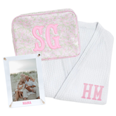 Personalized Mother’s Day Gift Bundle featuring robe, photo frame, and clear pouch for thoughtful gifting.