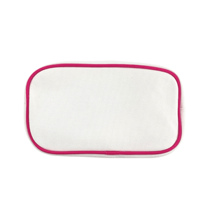Large white canvas pouch with hot pink trim, product shot on white background