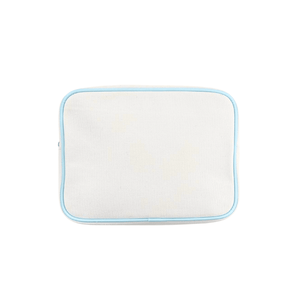 Extra-large white canvas pouch with light blue trim, product shot on white background