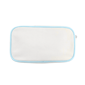 Large white canvas pouch with light blue trim, product shot on white background