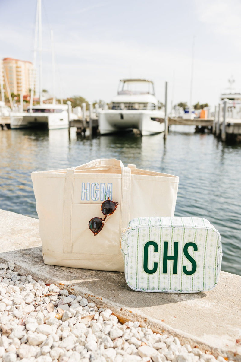 Clear Coated Extra Large Pouch with Applique