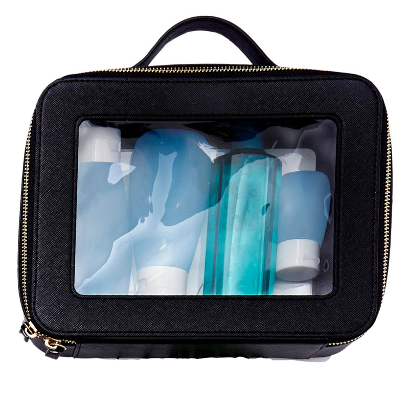 Clear Leather Toiletry Case - Middle
