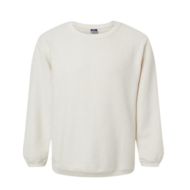 Cream corded sweatshirt on white background