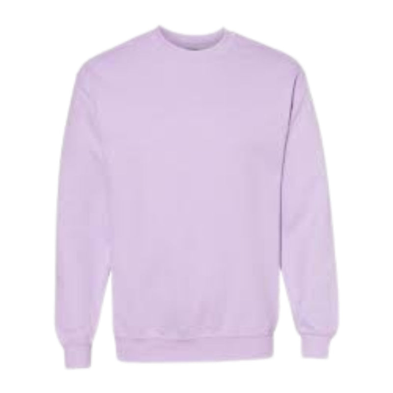 Lavender fleece sweatshirt from Sprinkled with Pink, designed for a cozy and relaxed fit. Made from a soft cotton-polyester blend, this pastel-hued sweatshirt is part of a customizable collection, ideal for monogramming and personal styling. A perfect wardrobe staple for layering and gifting.