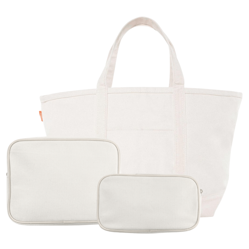 Embroidered Canvas Tote & Pouches with Applique Bundle