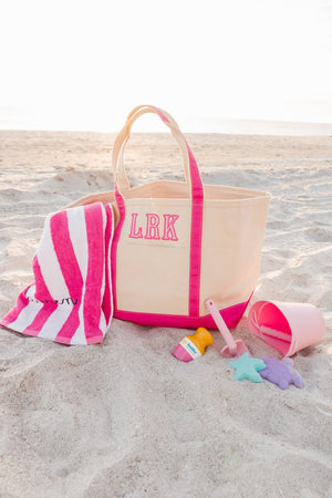 Monogrammed embroidered tote bag with applique design, great for gifting.
