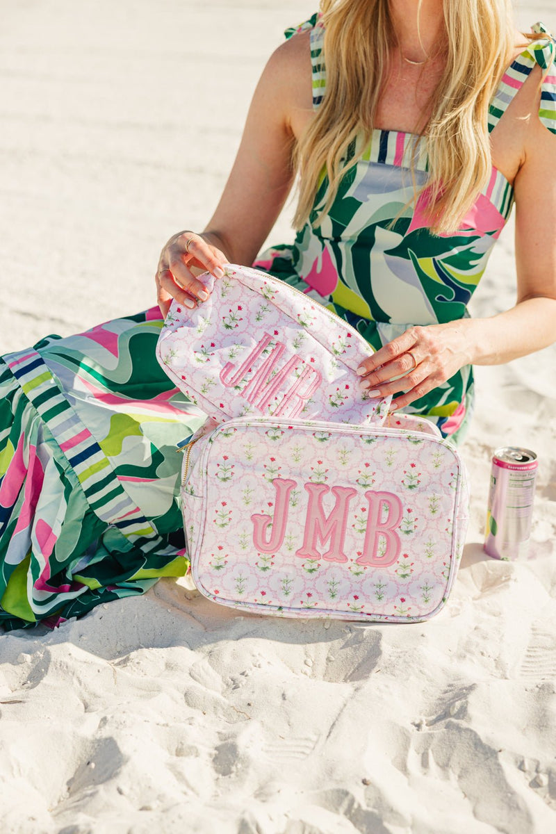 Embroidered Clear Coated Extra Large Pouch