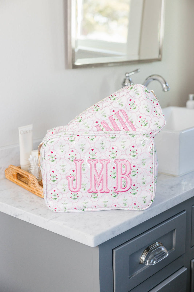 Embroidered Clear Coated Extra Large Pouch