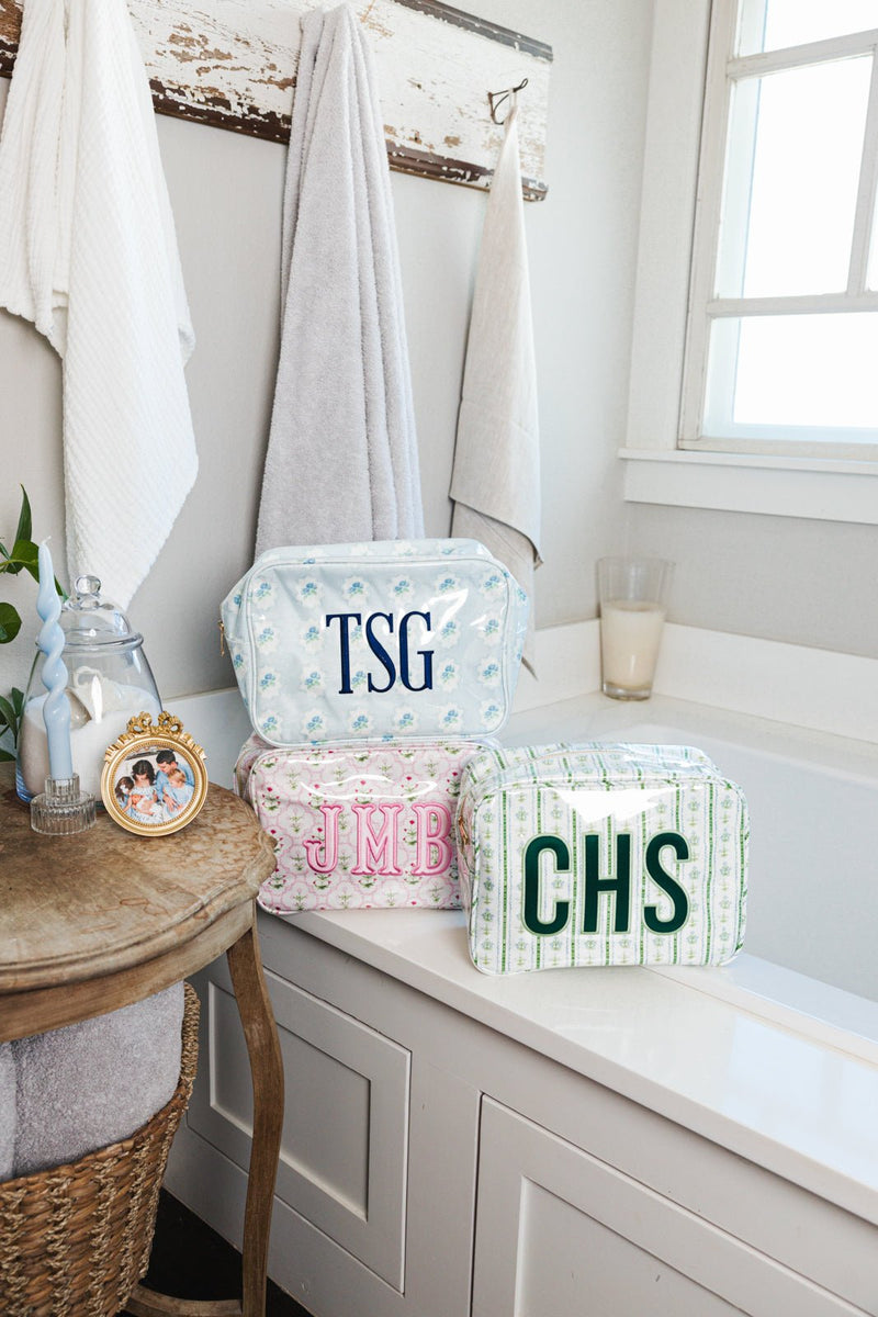 Embroidered Clear Coated Extra Large Pouch