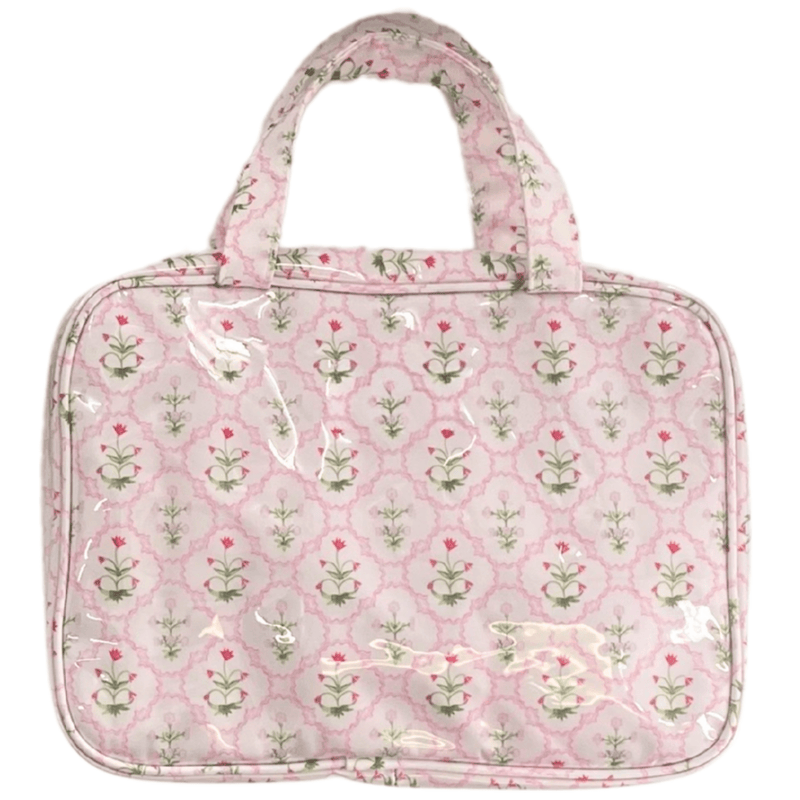 Embroidered Clear Coated Hanging Toiletry Bag
