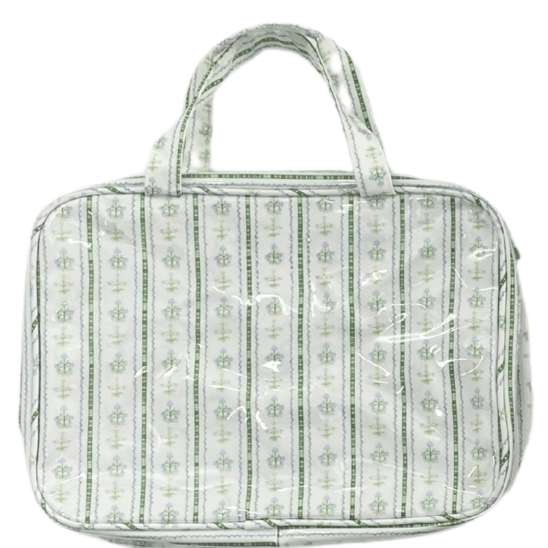 Embroidered Clear Coated Hanging Toiletry Bag