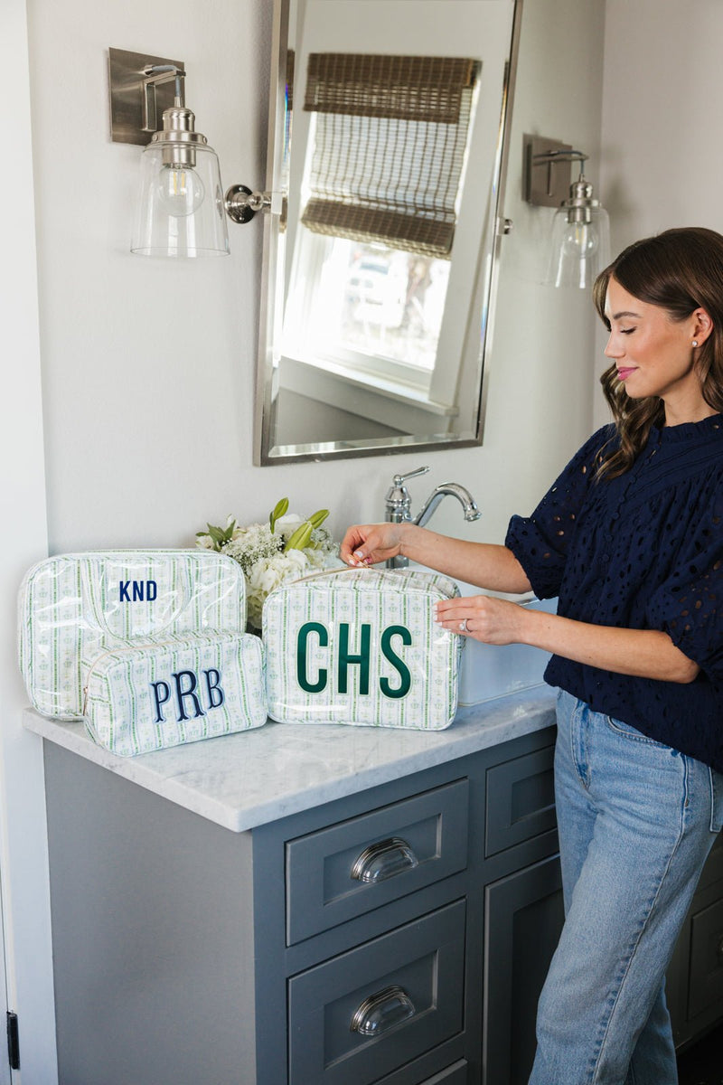 Embroidered Clear Coated Hanging Toiletry Bag