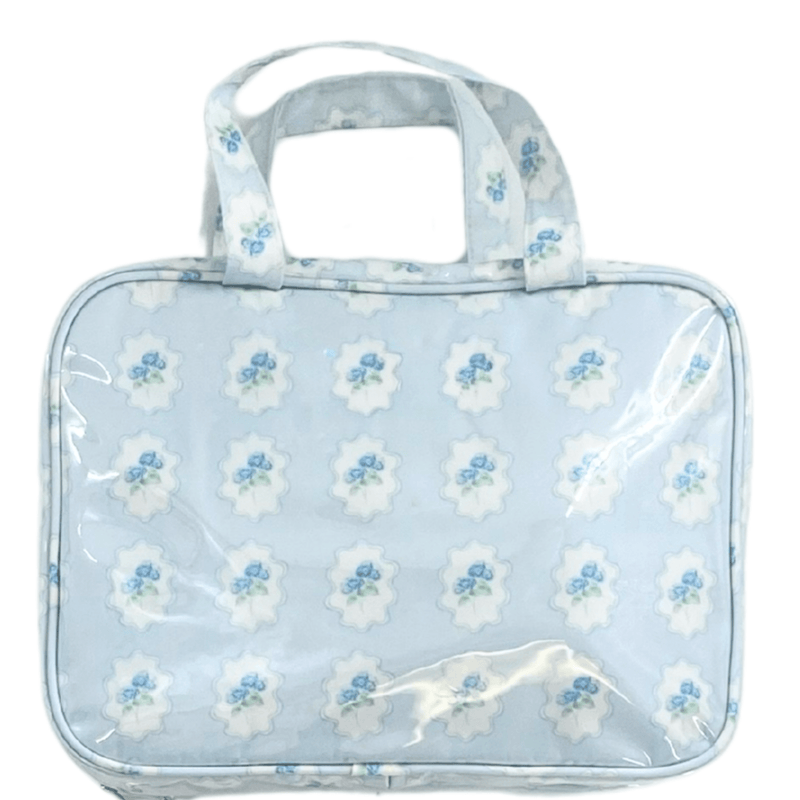Embroidered Clear Coated Hanging Toiletry Bag