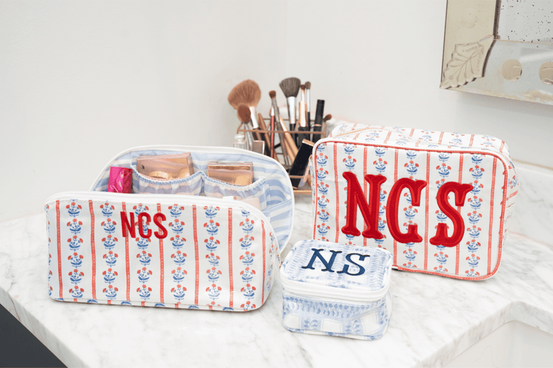 Embroidered Clear Coated Lay Flat Cosmetic Bag - @Nashville Tash x SWP