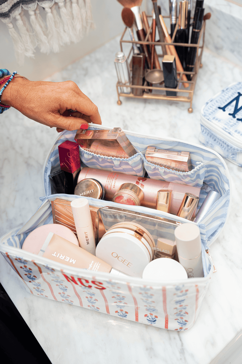 Embroidered Clear Coated Lay Flat Cosmetic Bag - @Nashville Tash x SWP