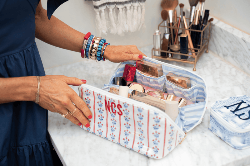 Embroidered Clear Coated Lay Flat Cosmetic Bag - @Nashville Tash x SWP