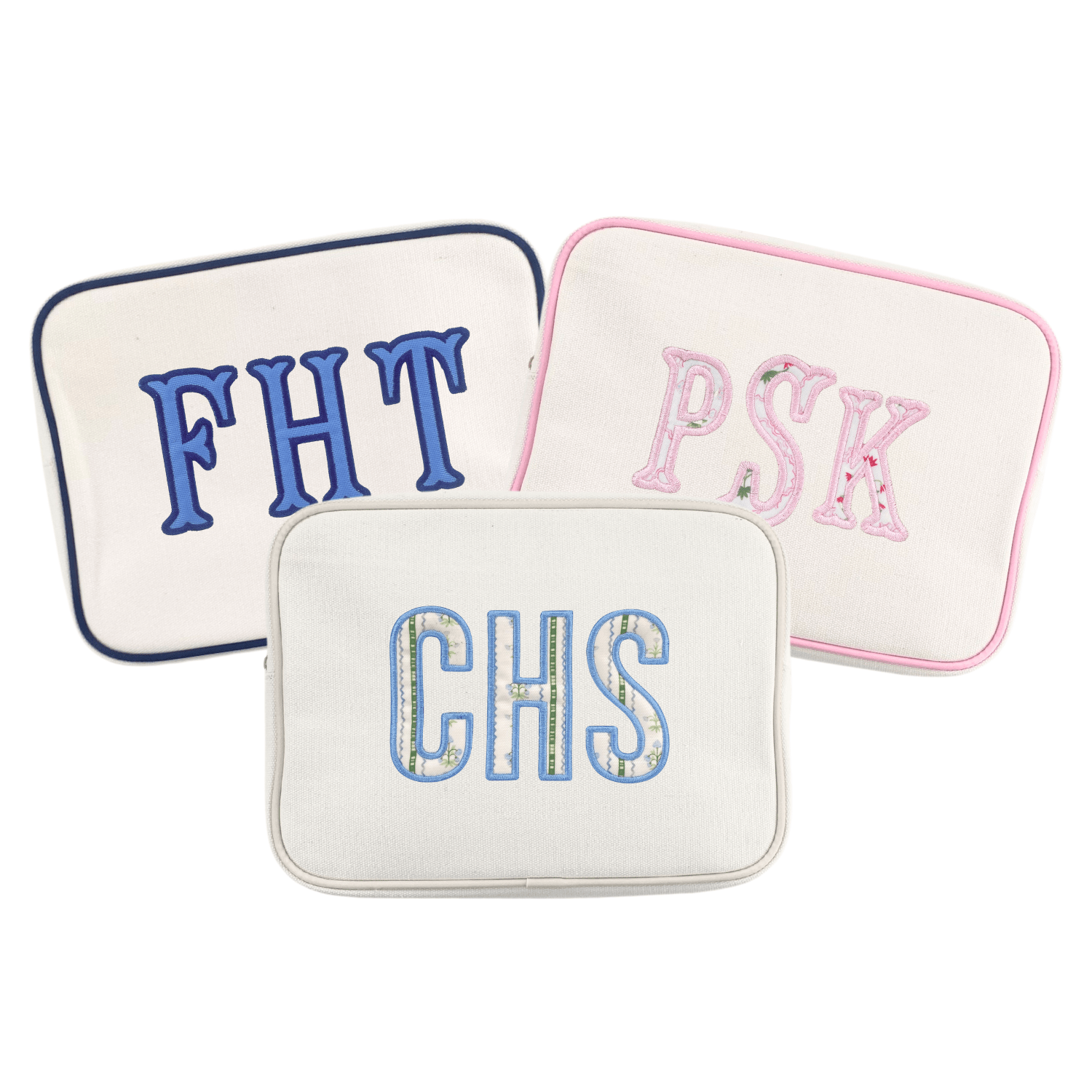 Embroidered Extra Large Canvas Pouch with Applique