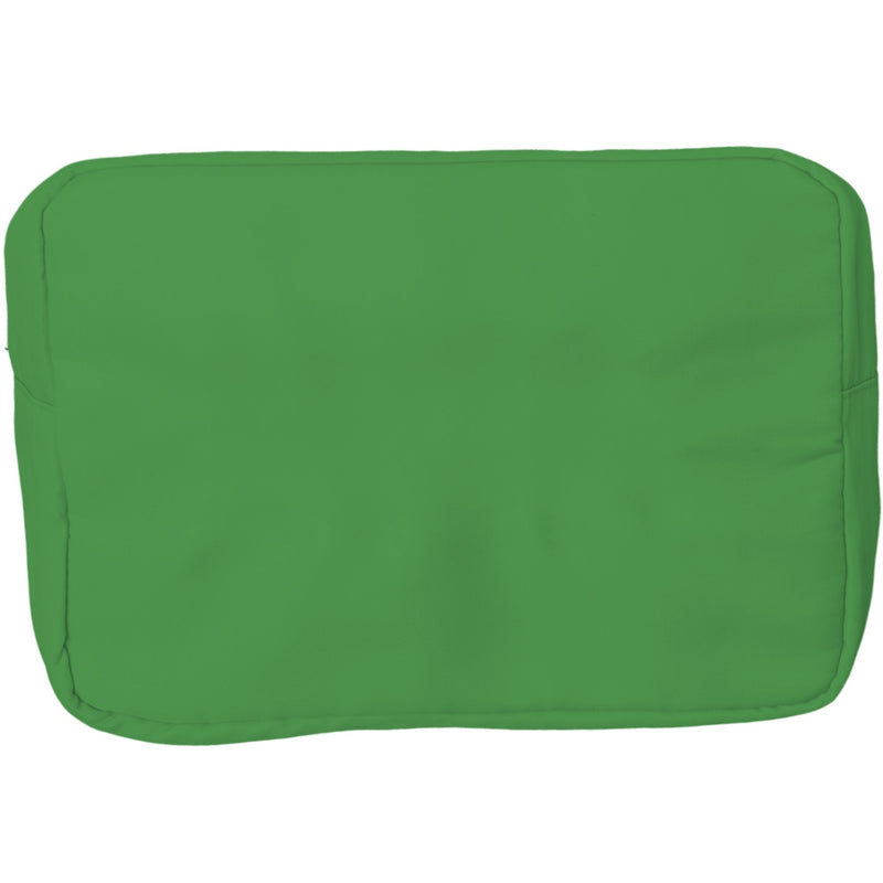 Green extra-large nylon pouch featuring embroidered monogram, durable zip pouch for everyday storage.