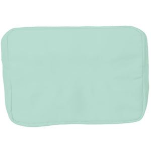 Mint extra-large nylon pouch with embroidered monogram, spacious travel pouch for cosmetics and accessories.