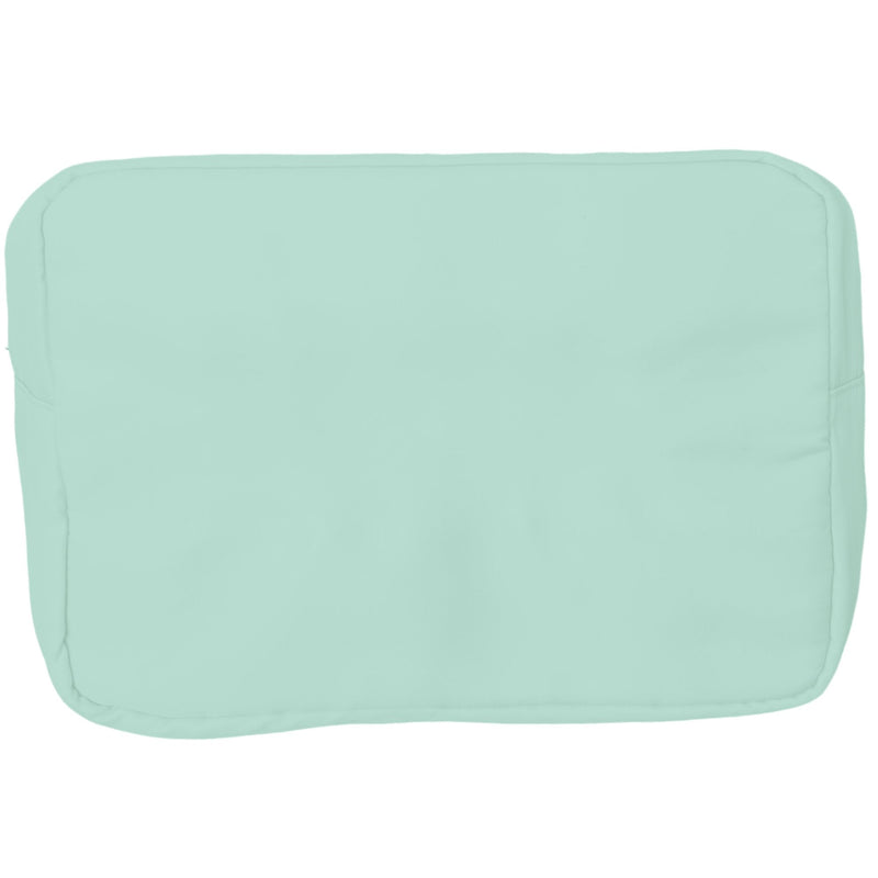 Mint extra-large nylon pouch with embroidered monogram, spacious travel pouch for cosmetics and accessories.