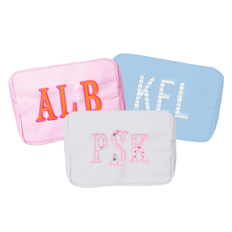 Embroidered Extra Large Nylon Pouch with Applique