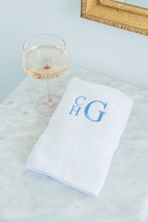 Embroidered guest towels personalized with monogram, decorative hand towels for bathroom or powder room