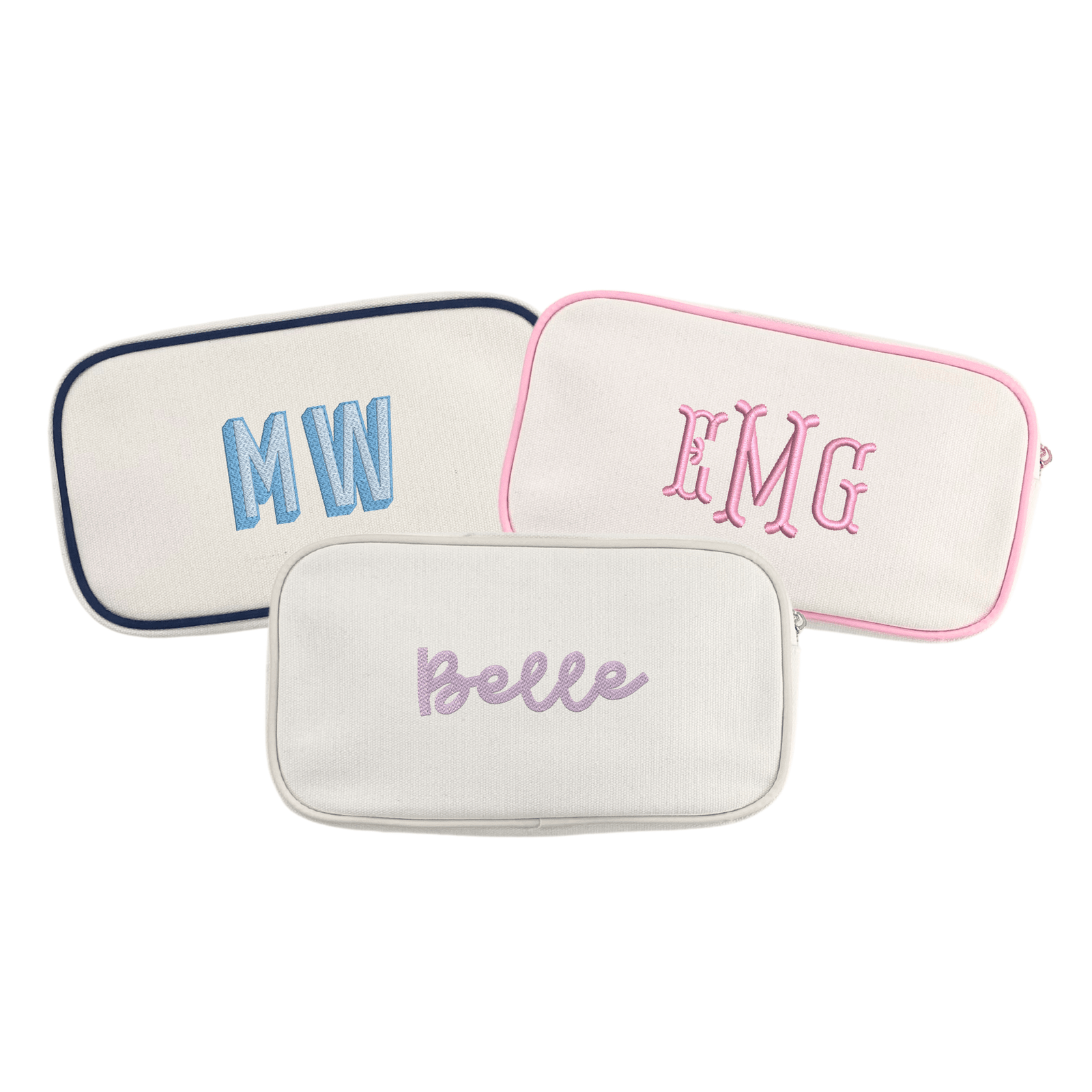 Embroidered Large Canvas Pouch