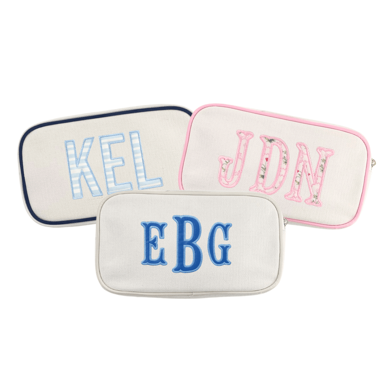 Embroidered Large Canvas Pouch with Applique