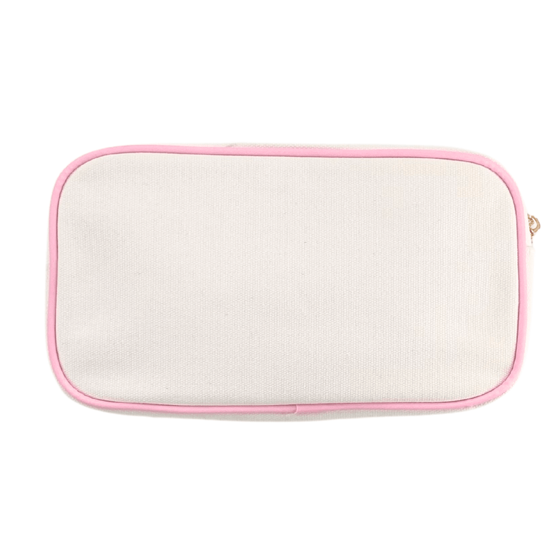 Embroidered Large Canvas Pouch with Applique