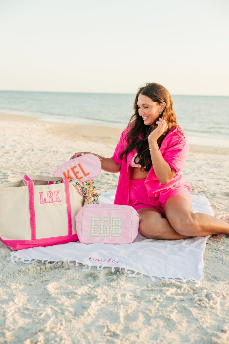 Embroidered Large Nylon Pouch with Applique