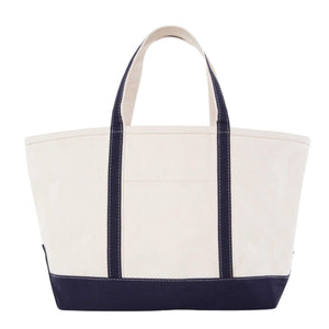 Embroidered mahjong canvas tote featuring structured silhouette and reinforced handles