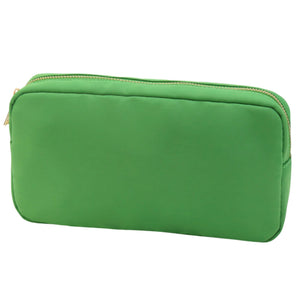 Green embroidered mahjong large nylon pouch with structured shape for organized and stylish storage.