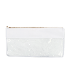XL white Needlepoint Clear Nylon Pouch with clear panel, ideal for holding larger stitching and craft projects.