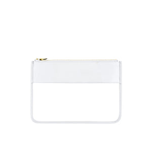 Regular white Needlepoint Clear Nylon Pouch with a clear panel, compact size for essentials like thread and tools.