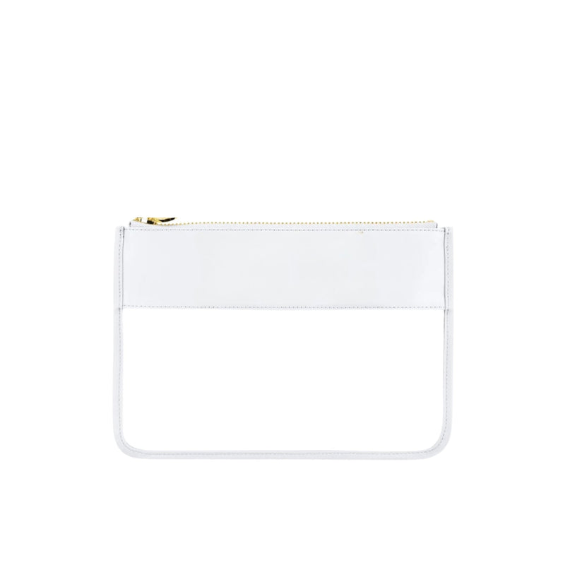 Regular white Needlepoint Clear Nylon Pouch with a clear panel, compact size for essentials like thread and tools.