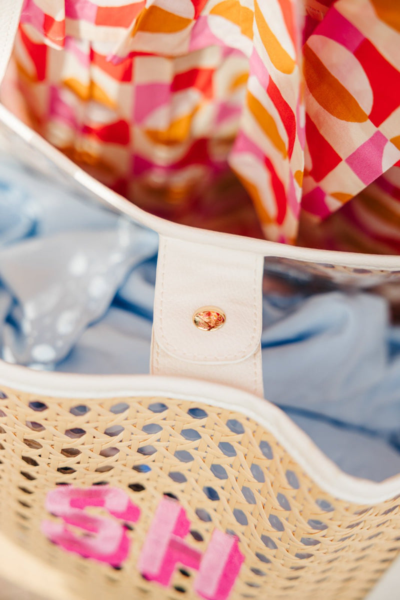 Embroidered Monogram Cane Tote