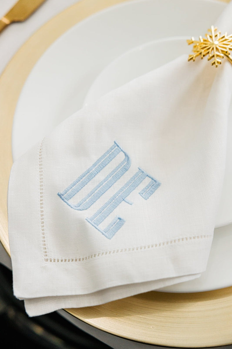 Embroidered Monogram Dinner Napkin Set
