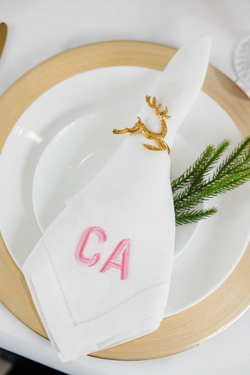 Embroidered Monogram Dinner Napkin Set