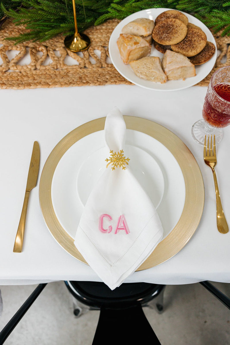 Embroidered Monogram Dinner Napkin Set