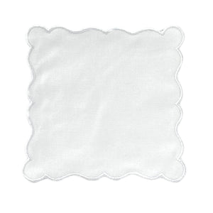 Monogrammed scalloped napkins set of four with clean woven fabric texture