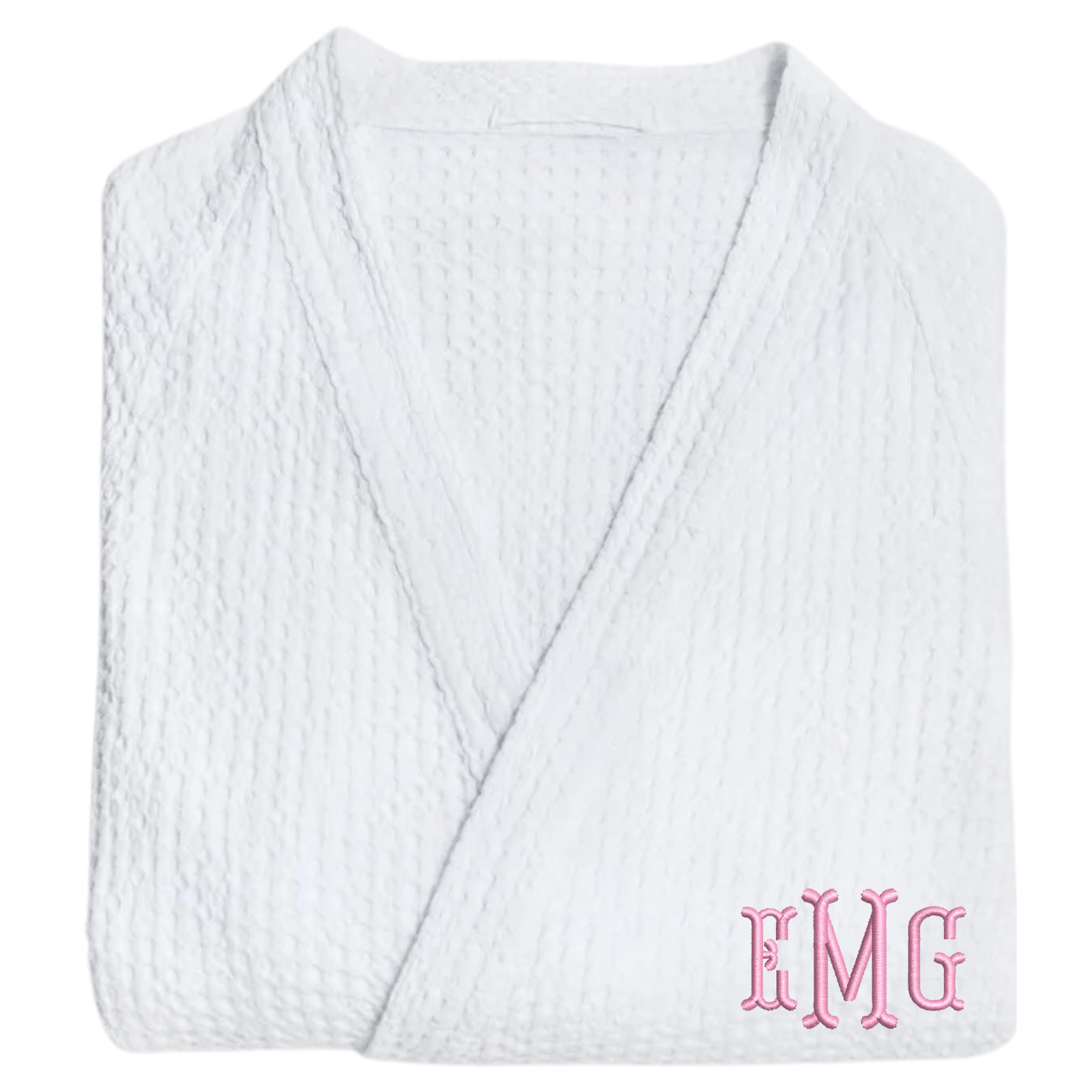 Embroidered Monogram Waffle Knit Robe