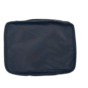 Embroidered nylon packing cube set of three with structured shape and smooth finish