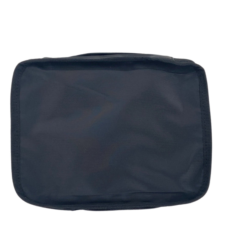 Embroidered nylon packing cube set of three with structured shape and smooth finish