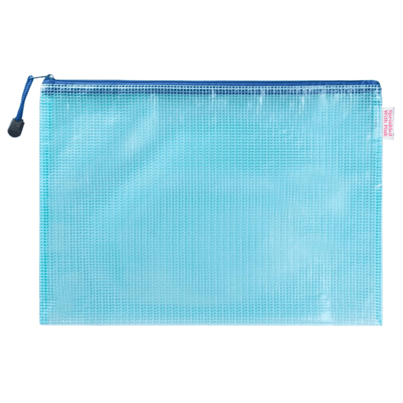 Custom Gameday Pool Bag—blue mesh zip pouch with navy zipper, ready for personalized name, number, or team.
