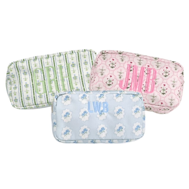 Embroidered Printed Nylon Pouch